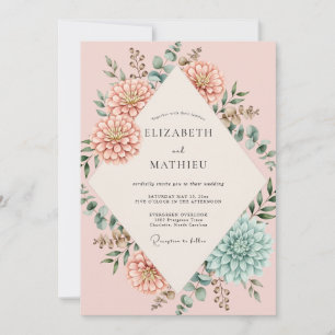 Invitation Mariage au Succulent Eucalyptus Menthe Pêche