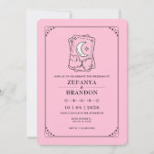 Invitation Mariage au tarot rose (Devant)