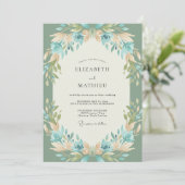 Invitation Mariage au thème Céladon Aqua Sprig Eucalyptus (Debout devant)