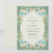 Invitation Mariage au thème Céladon Aqua Sprig Eucalyptus (Devant / Derrière)
