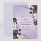 Invitation Mariage au thème Eucalyptus Chardon Deep Purple (Devant / Derrière)