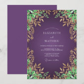 Invitation Mariage au thème Eucalyptus et feuillage de Prunie (Devant / Derrière)