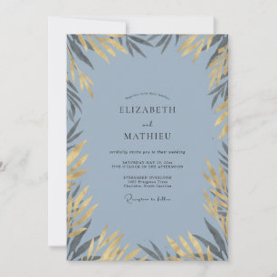 Invitation Mariage au thème Eucalyptus Sauge Doré
