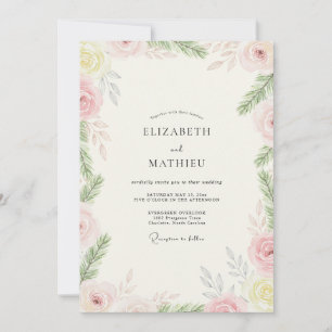 Invitation Mariage au thème Feuille de Citron Rose