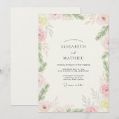 Invitation Mariage au thème Feuille de Citron Rose (Devant / Derrière)