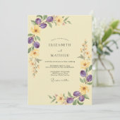 Invitation Mariage au thème olive eucalyptus jaune pâle (Debout devant)