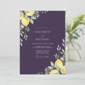 Invitation Mariage au thème Prune Citron Eucalyptus (Debout devant)