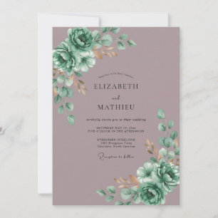 Invitation Mariage au ton terne de mauve eucalyptus