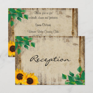 Invitation Mariage au tournesol en bois rustique de grange - 