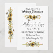 Invitation Mariage au tournesol papillon rustique et élégant (Devant / Derrière)