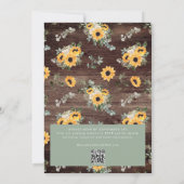 Invitation Mariage au tournesol rustique avec code QR sur boi (Dos)