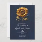 Invitation Mariage au Tournesol Rustique Bleu (Devant)