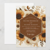 Invitation Mariage au Tournesol Rustique Marigold (Devant / Derrière)