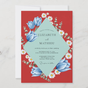 Invitation Mariage au Tulipe Rouge Daisy Eucalyptus