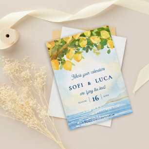 Invitation Mariage au verger de citronniers méditerranéen côt