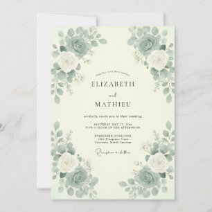 Invitation Mariage au vert céladon et à la menthe eucalyptus