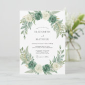 Invitation Mariage au vert céladon et eucalyptus (Debout devant)