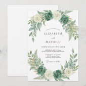 Invitation Mariage au vert céladon et eucalyptus (Devant / Derrière)