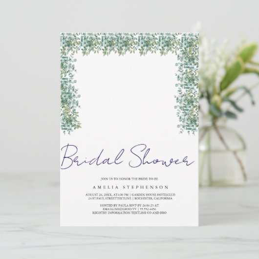 Invitation mariage au vert eucalyptus (Debout devant)