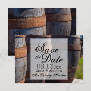 Invitation Mariage au vignoble champêtre et tonneau de vin ru