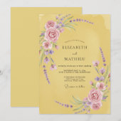 Invitation Mariage au vignoble de lilas moutarde (Devant / Derrière)
