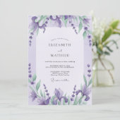 Invitation Mariage au Violet Iris Eucalyptus (Debout devant)