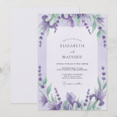 Invitation Mariage au Violet Iris Eucalyptus (Devant / Derrière)