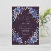 Invitation Mariage Aubergine Slate Bloom (Debout devant)