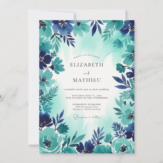 Invitation Mariage audacieux côtier sarcelle (Devant)