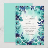 Invitation Mariage audacieux côtier sarcelle (Devant / Derrière)