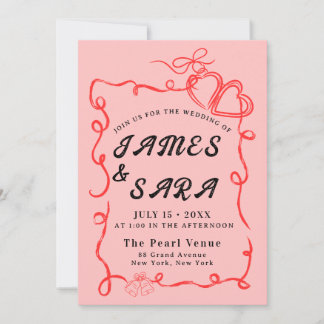 Invitation Mariage Audacieux Moderne Coloré Fantaisiste Rétro