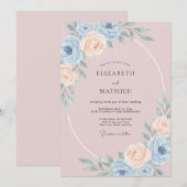 Invitation Mariage Aura Fleur Bleue Poussiéreuse (Devant / Derrière)
