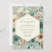 Invitation Mariage Aura Floral Sarcelle (Devant)