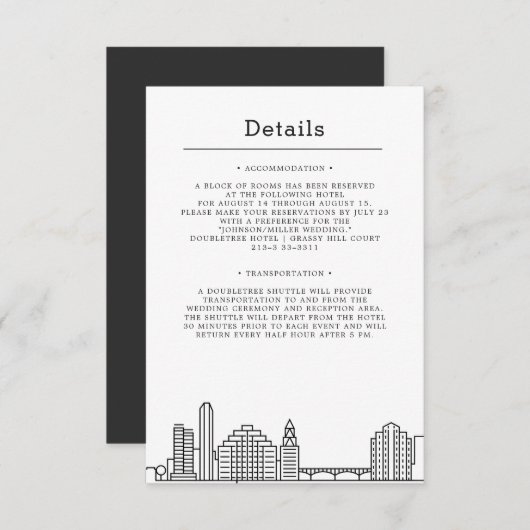 Invitation Mariage Austin | Détails de l'invité (Devant / Derrière)