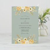 Invitation Mariage Automnal à Fleur Jaune (Debout devant)