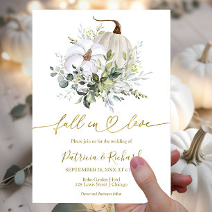 Invitation Mariage automnal à la citrouille de verdure Tombez