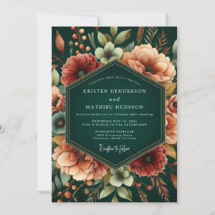 Invitation Mariage Automnal à la Rouille d'Émeraude