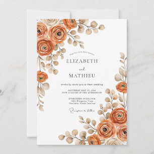 Invitation Mariage Automnal à l'Aquarelle Terreuse Terracotta