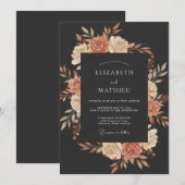 Invitation Mariage Automnal au Charbon de Bois (Devant / Derrière)