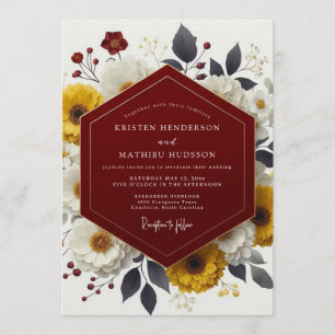 Invitation Mariage Automnal au Tournesol Rustique Bourguignon