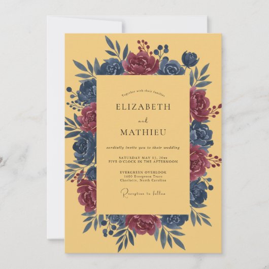 Invitation Mariage Automnal Audacieux Ocre (Devant)