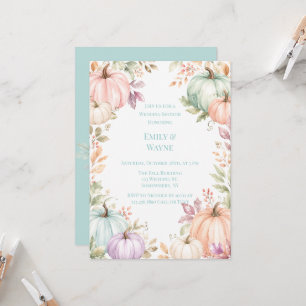 Invitation Mariage Automnal aux Citrouilles Aquarelle Pastel