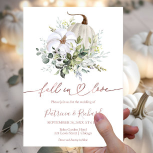 Invitation Mariage automnal aux feuillages et citrouille de l