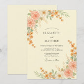 Invitation Mariage Automnal aux Tons Douces de Pêche (Devant / Derrière)