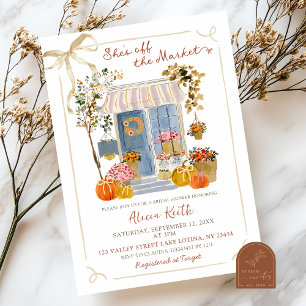 Invitation Mariage automnal avec citrouille dessinée à la mai