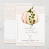 Invitation Mariage Automnal avec Histoire de Citrouille Rose (Devant / Derrière)