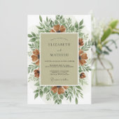 Invitation Mariage Automnal Bio Vert Sauge (Debout devant)