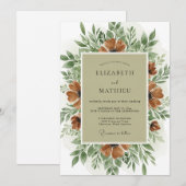 Invitation Mariage Automnal Bio Vert Sauge (Devant / Derrière)