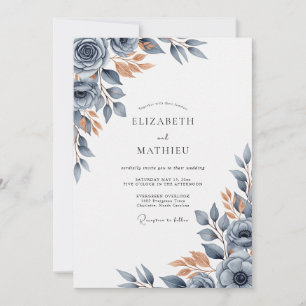Invitation Mariage Automnal Bleu Ardoise Bruni