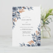 Invitation Mariage Automnal Bleu Ardoise Bruni (Debout devant)